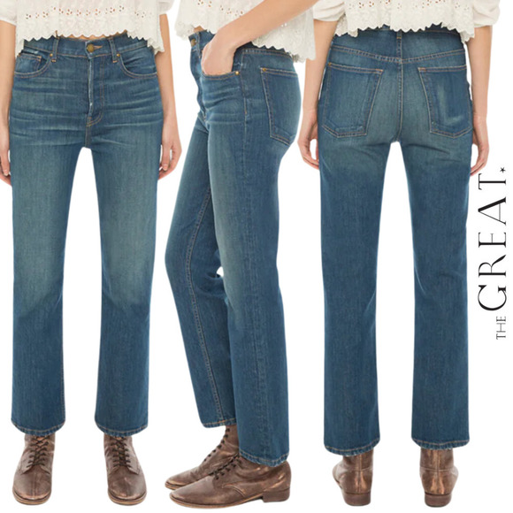 THE GREAT. Denim - The Great NEW The Straight A High Rise Cropped Length Straight Leg Jeans Size 25